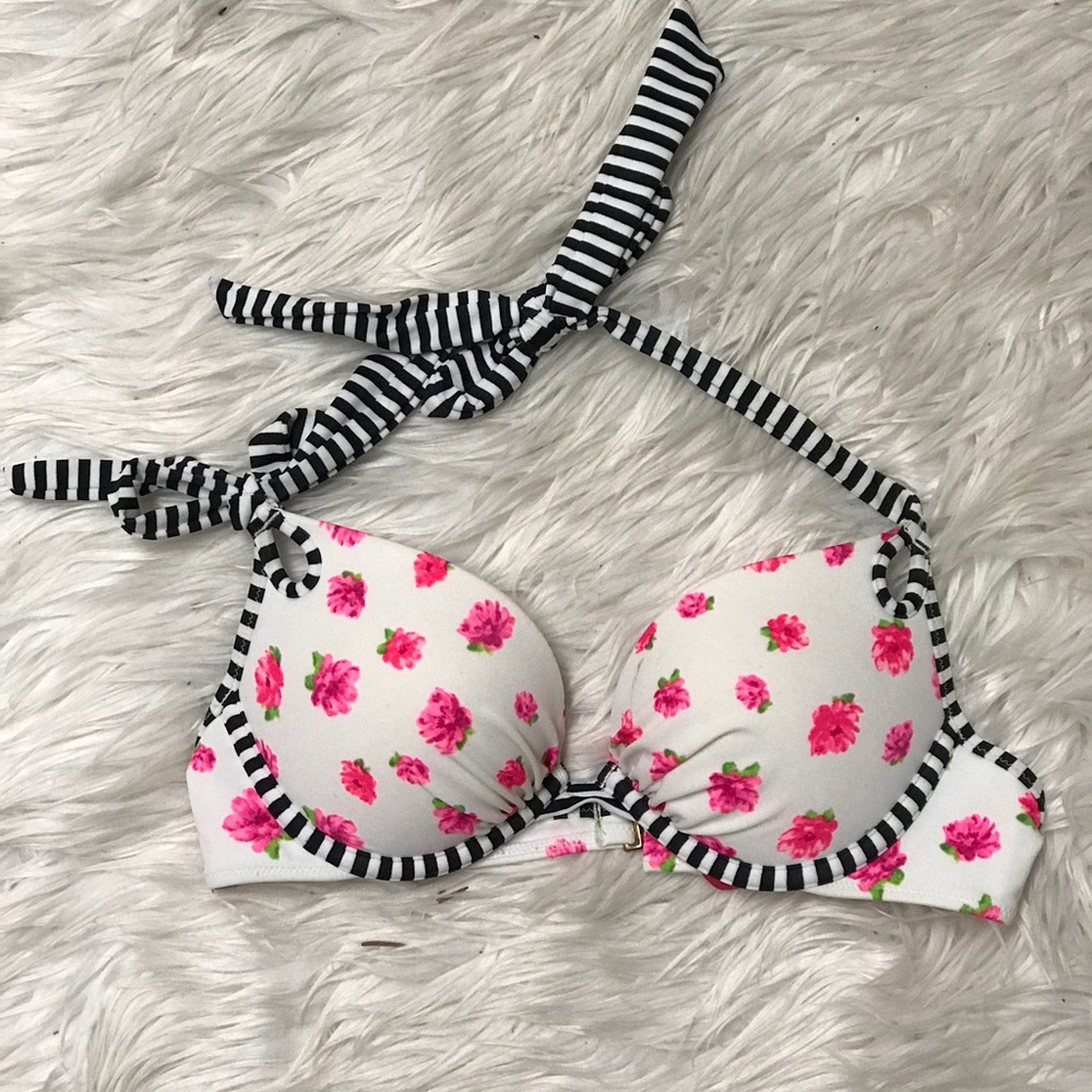 Victoria’s Secret push-up floral/stripe swim top.